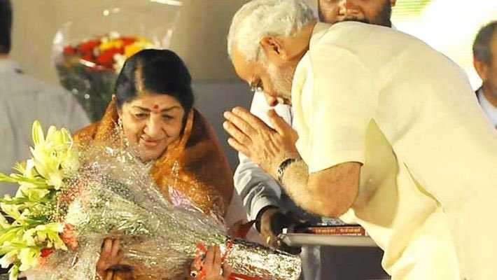 PM Narendra Modi with Lata Mangeshkar 